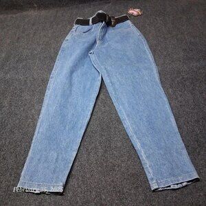 VTG Y2K JouJou‎ Jeans Women Size 7 / 8 Blue With Snap Ankle and Belt
